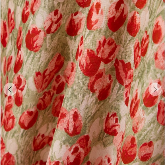 Floral Red and Cream Women's Skirt - Picture 4 of 7
